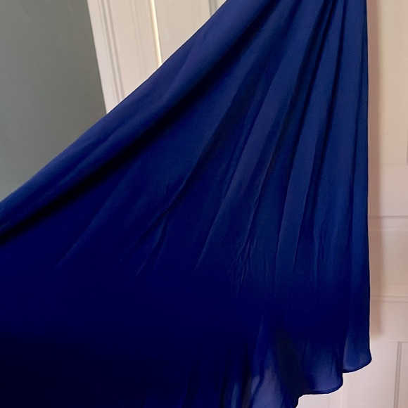 Blue midi wrap dress with elastic waist - Picture 6 of 6